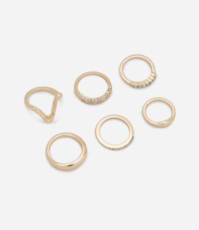 Kit 06 Anillos Delicados con Strass