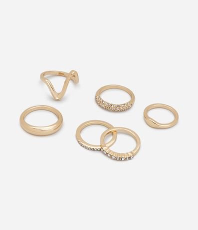 Kit 06 Anillos Delicados con Strass 2