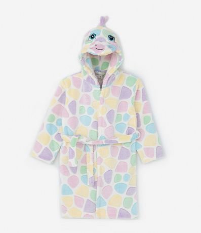 Bata de Baño Infantil en Fleece con Estampa Dinosaurio Tierno - Talle 3 a 12 años 1