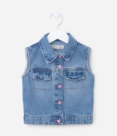 Chaleco Infantil en Jeans con Botones Corazón - Talle 1 a 5 años