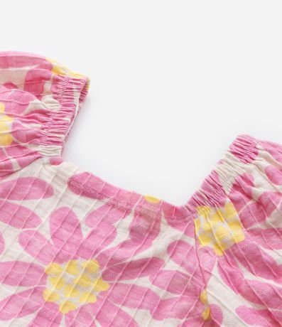 Conjunto Infantil en Algodón Texturizado con Estampa Floral - Talle 1 a 5 años 5