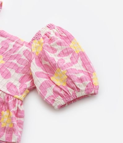 Conjunto Infantil en Algodón Texturizado con Estampa Floral - Talle 1 a 5 años 7