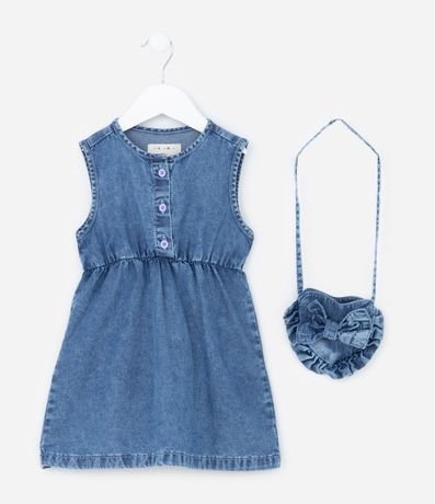 Vestido Infantil en Jeans con Carterita - Talle 1 a 5 años