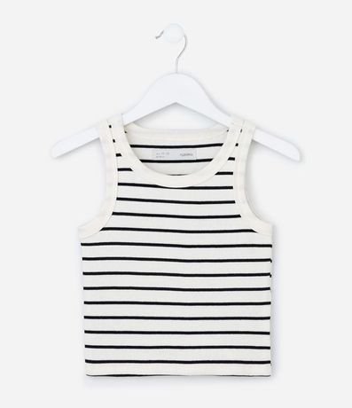 Blusa Musculosa Infantil acanalada con Estampa Rayada - Talle 5 a 14 años 1
