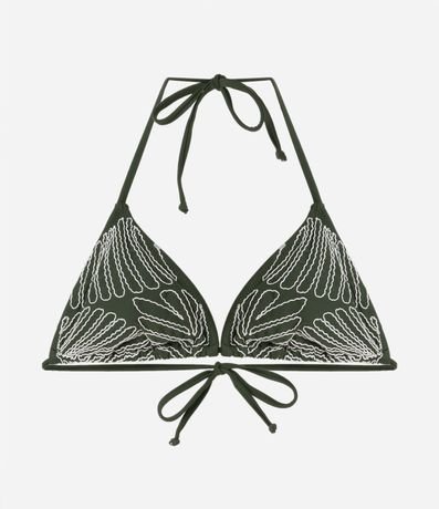 Bikini Top Triangular Fruncido Bordado Follaje 5