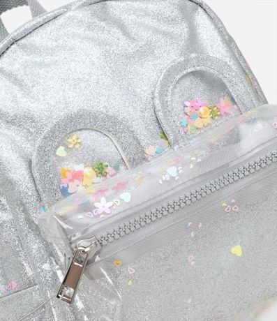 Mochila Infantil con Brillos y Bolsillo Transparente - Talle Ú 3
