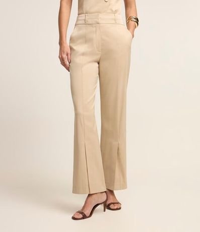 Pantalón Recto sastrería en Viscosa con Recorte y Fenda 3