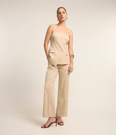 Pantalón Recto sastrería en Viscosa con Recorte y Fenda 5