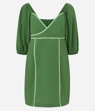 Vestido Corto en Tricolina con Escote Cruzado y Cierre en la Espalda 4