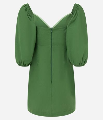 Vestido Corto en Tricolina con Escote Cruzado y Cierre en la Espalda 5