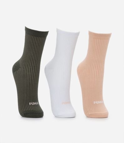 Kit 03 Media Caña Mediana en Algodón con Textura Acanalada Puma 2
