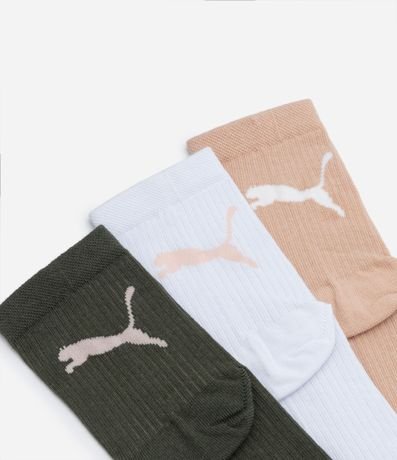 Kit 03 Media Caña Mediana en Algodón con Textura Acanalada Puma 4