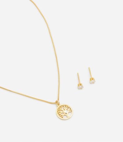 Conjunto de Collar y Caravana con Colgante Árbol de la Vida 2