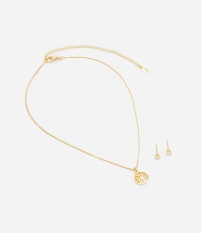 Conjunto de Collar y Caravana con Colgante Árbol de la Vida 3