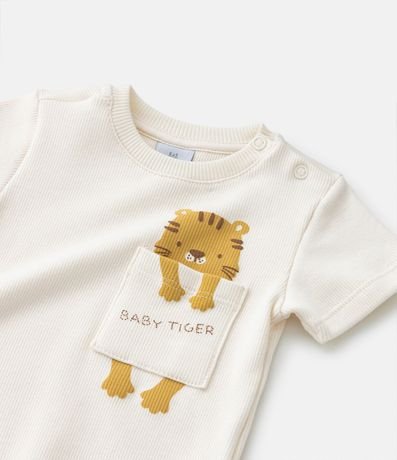 Body Infantil en Rib con Pequeño Bolsillo y Estampado de Tigre - Talle 0 a 18 meses 6