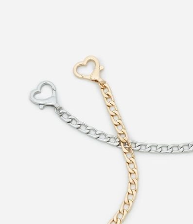 Collar Corto Metal Cadenas Mixtas Corazones