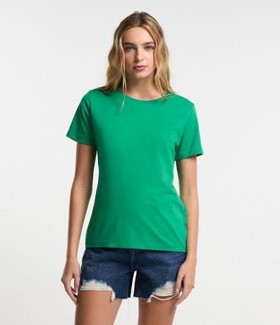 Blusa Alargada Básica en Algodón con Cuello Redondo y Manga Corta 4