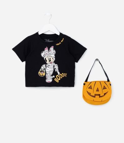 Blusa Infantil con Estampa Minnie Momia y Cartera de Calabaza Interactiva - Talle 2 a 6 años