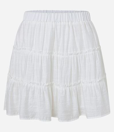 Pollera Corta en Viscosa Texturizada con Recortes Fruncidos 5