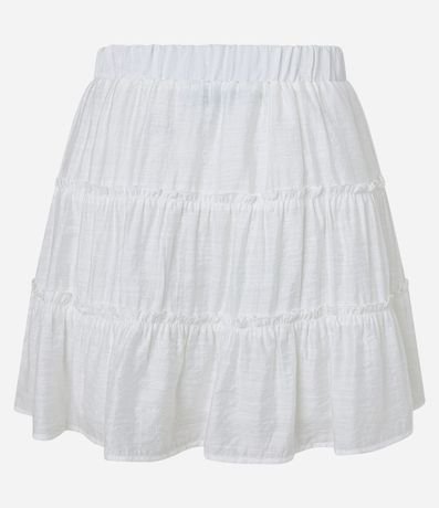 Pollera Corta en Viscosa Texturizada con Recortes Fruncidos 6