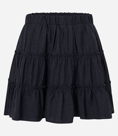 Pollera Corta en Viscosa Texturizada con Recortes Fruncidos 5