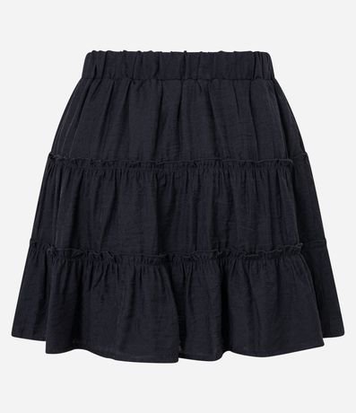 Pollera Corta en Viscosa Texturizada con Recortes Fruncidos 6