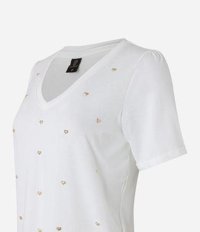 Blusa en Viscosa con Escote V y Corazones Metalizados 2