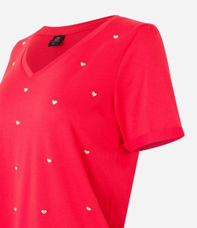 Blusa en Viscosa con Escote V y Corazones Metalizados 6