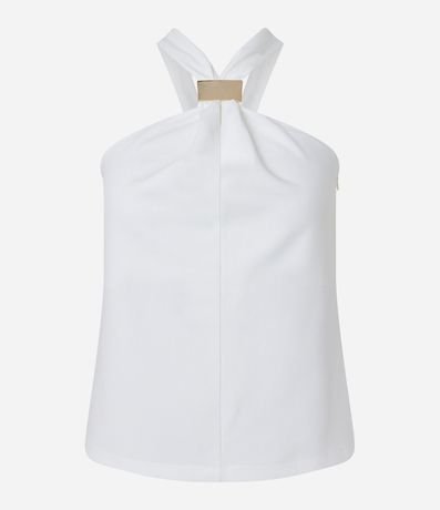 Blusa sin Manga en Crepé con Detalle de Metal en el Cuello 5