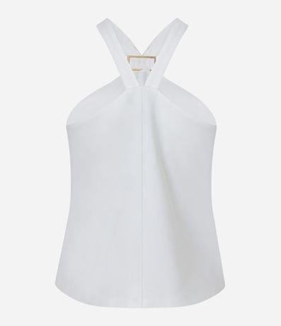 Blusa sin Manga en Crepé con Detalle de Metal en el Cuello 6