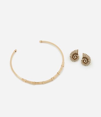 Conjunto de Collar Gargantilla y Caravana Botón de Caracola 2
