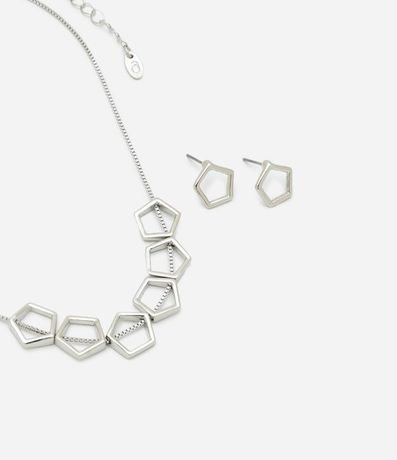 Conjunto de Collar y Caravana en Metal con Colgantes Pentágonos