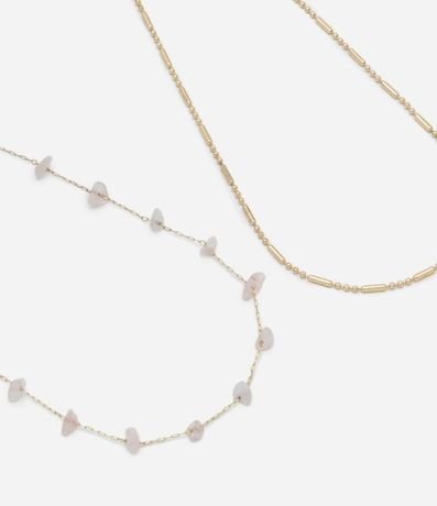 Collar Dos Capas con Grava y Liso con Cuarzo Rosa