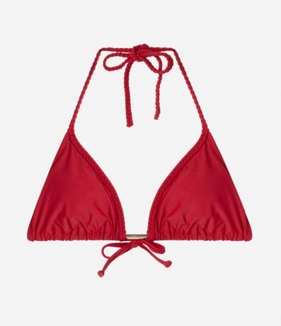 Bikini Top Triangular Fruncido en Poliamida con Breteles Trenzados 5