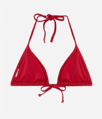 Bikini Top Triangular Fruncido en Poliamida con Breteles Trenzados 6