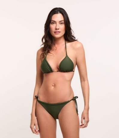 Bikini Top Triangular Fruncido en Poliamida con Breteles Trenzados 2