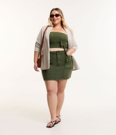 Pollera Corta en Sarga con Bolsillos Curve & Plus Size