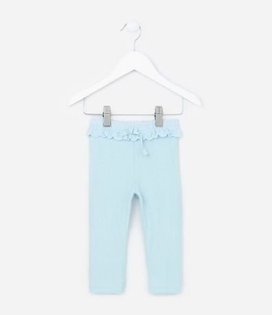 Pantalón Legging Infantil Texturizado con Volado de Broderie - Talle 0 a 18 Meses