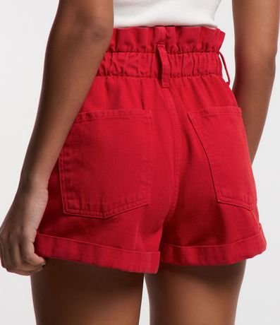 Short Baggy en Sarga con Tiro Alto y Detalle Fruncido 3