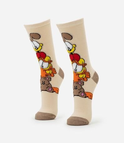 Media Caña Larga con Estampa Garfield y Odie
