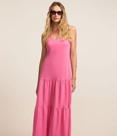 Vestido Evasê Midi en Piquet con Correa Cruzada con Nudo 2