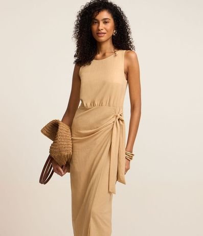 Vestido Evasê New Midi en Piquê con Lazo Lateral 2