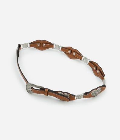 Cinturón Estrecho en PU con Eslabones y Detalle en Corazón