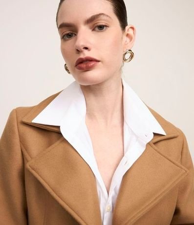 Saco Alargado en Polivelour Cruzado con Bolsillos 5