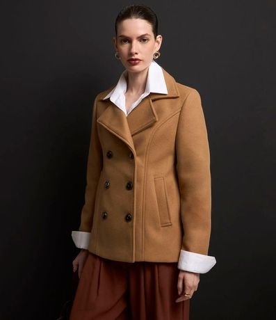 Saco Alargado en Polivelour Cruzado con Bolsillos 6