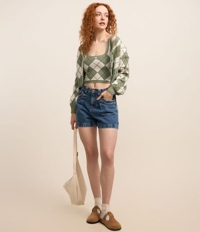 Blusa Sin Manga en Jacquard con Estampa de Cuadros Argyle 2