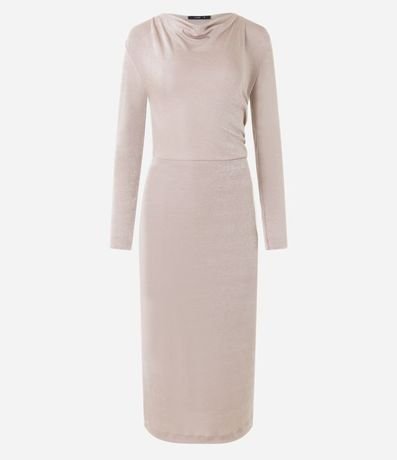 Vestido en Malla Polyvelour con Cuello Degagê y Detalle Pliegado 5