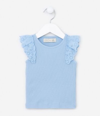 Musculosa Infantil Acanalada con Volado Broderie - Talle 1 a 5 años