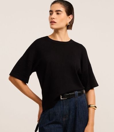 Blusa en Punto con Brillos de Strass en la Manga