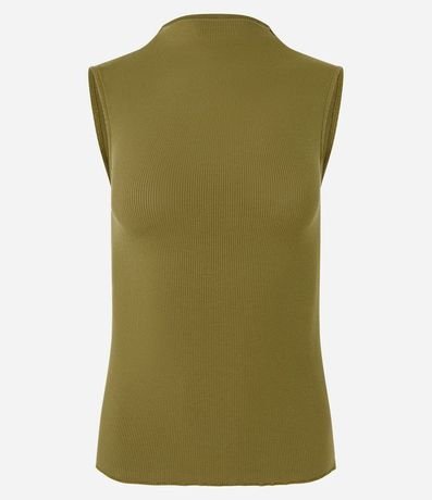 Blusa en Viscosa con Cuello Alto y Textura Acanalada 5